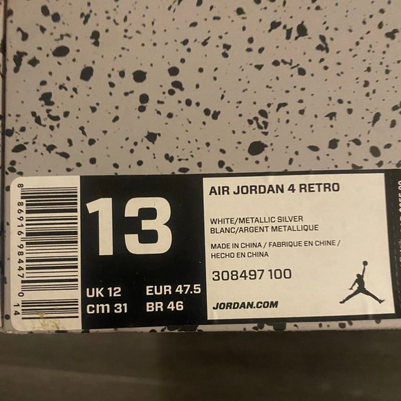 White Air Jordan Retro 4 Mens Sneakers - Picture 7 of 10